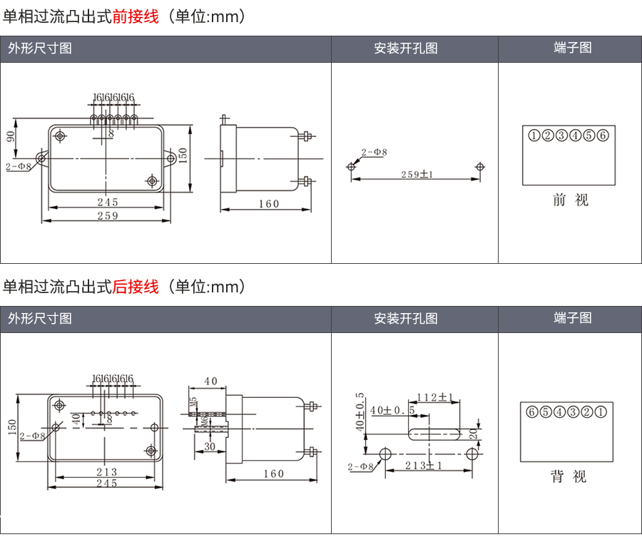 JL-8C/31-4凸出式固定安装结构外形尺寸