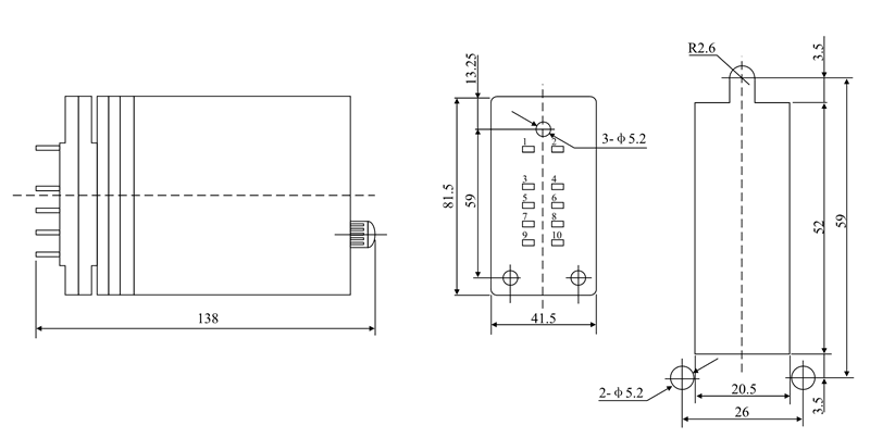 DZ-62/04继电器安装尺寸及开孔尺寸图