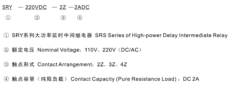 SRY-220VAC-2Z-2ADC型号及其含义