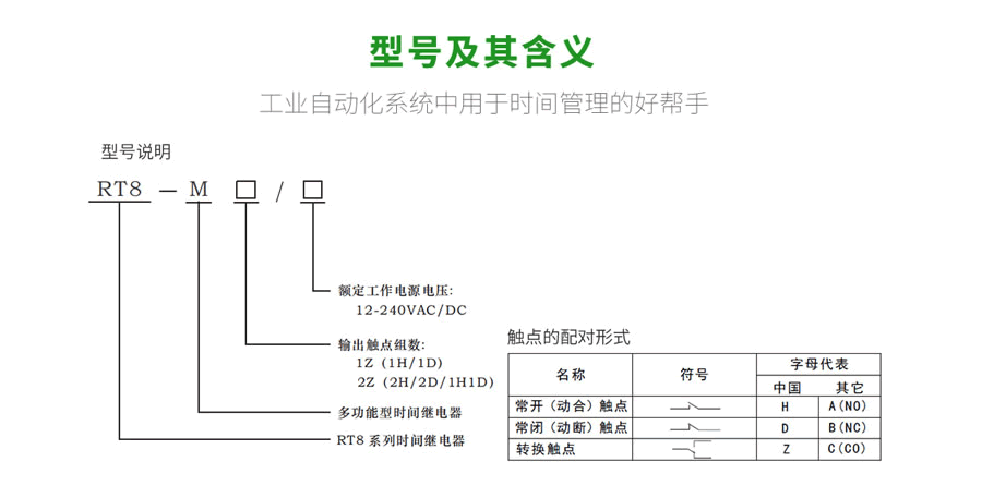 RT8-M多功能时间继电器型号及含义